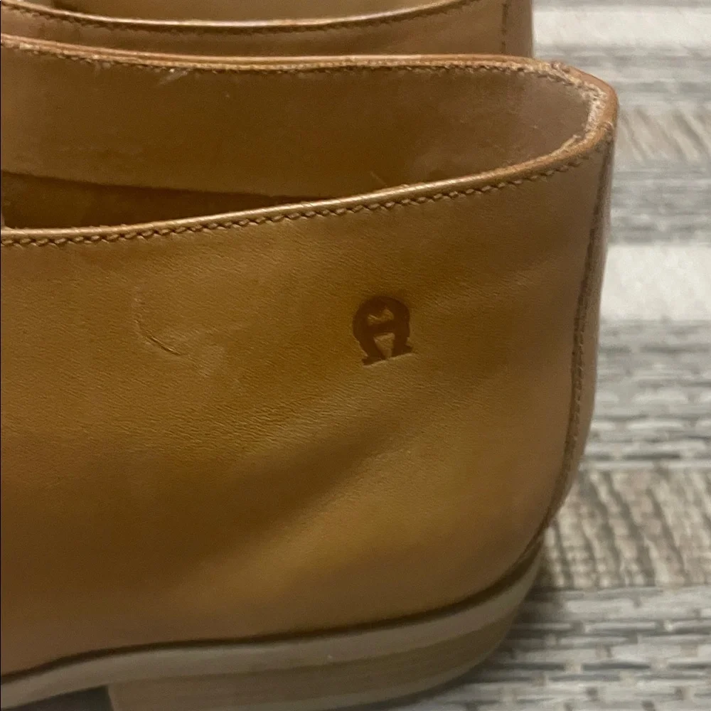 Etienne Aigner Vintage Ankle Boots Tan Leather Risa Oxford Linen